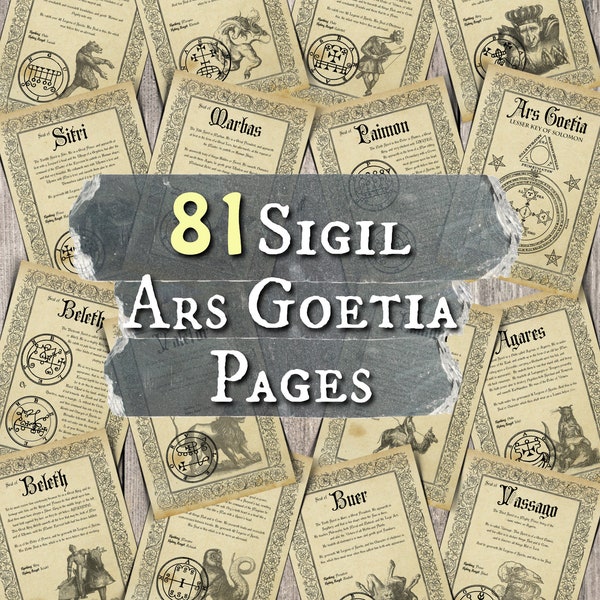 81 pages of the Goetia Demons, Lesser Key of Solomon, Digital Download, Witchy Insert, Grimoire Pages, Book of Shadows - with Bonus eBook
