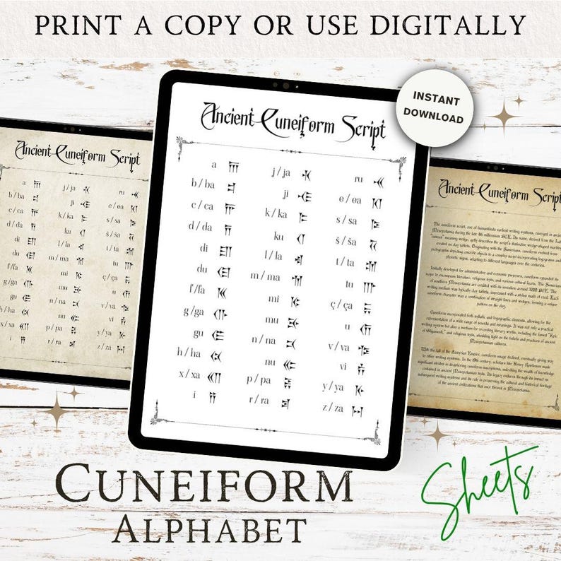 Mesopotamian Script Cuneiform Alphabet Printable: Ancient Mesopotamian Script Chart ...