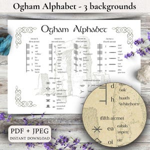 Ogham Alphabet Printable PDF • Celtic / Druid Script Chart • Digital Download for Grimoire