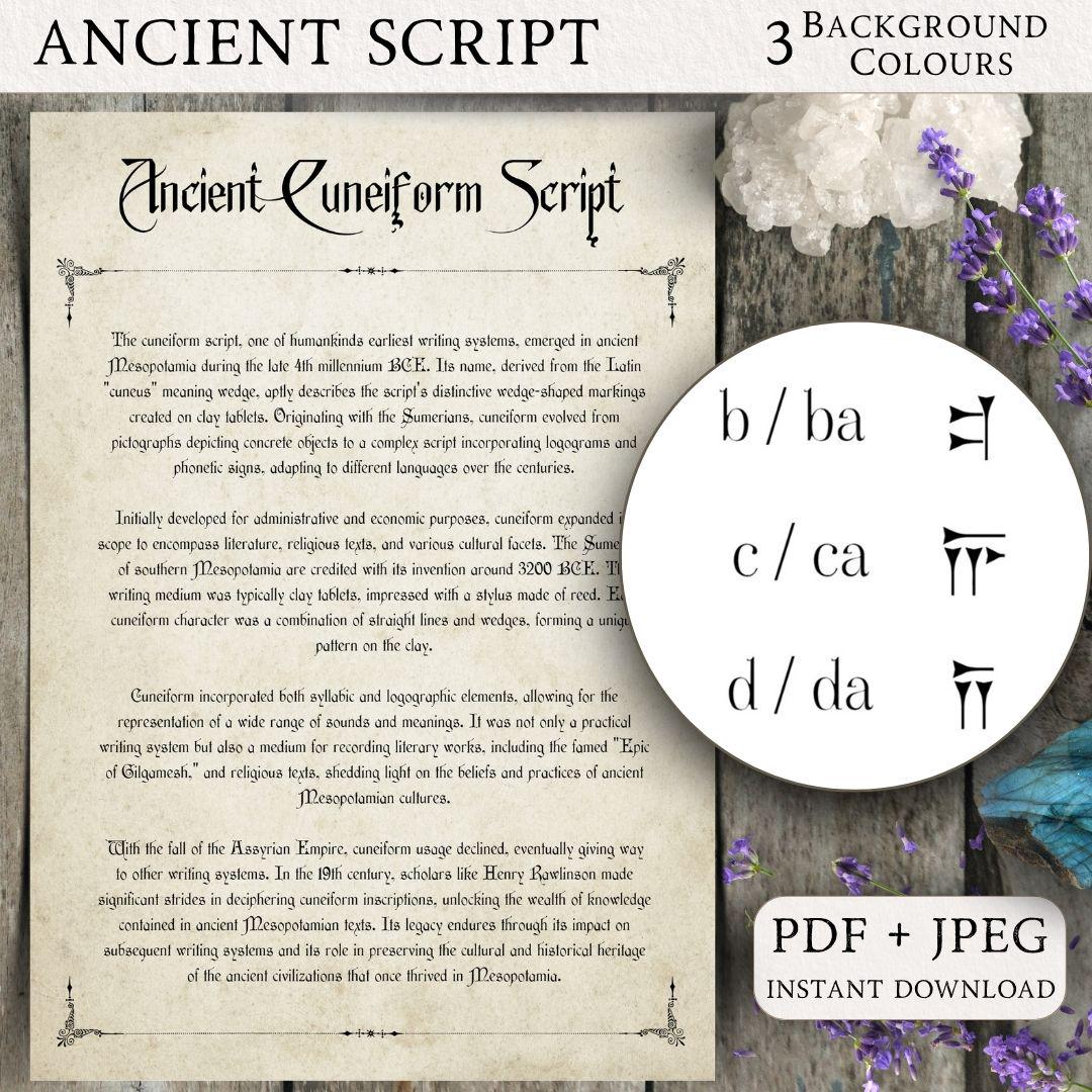 Cuneiform Alphabet Printable: Ancient Mesopotamian Script Chart ...