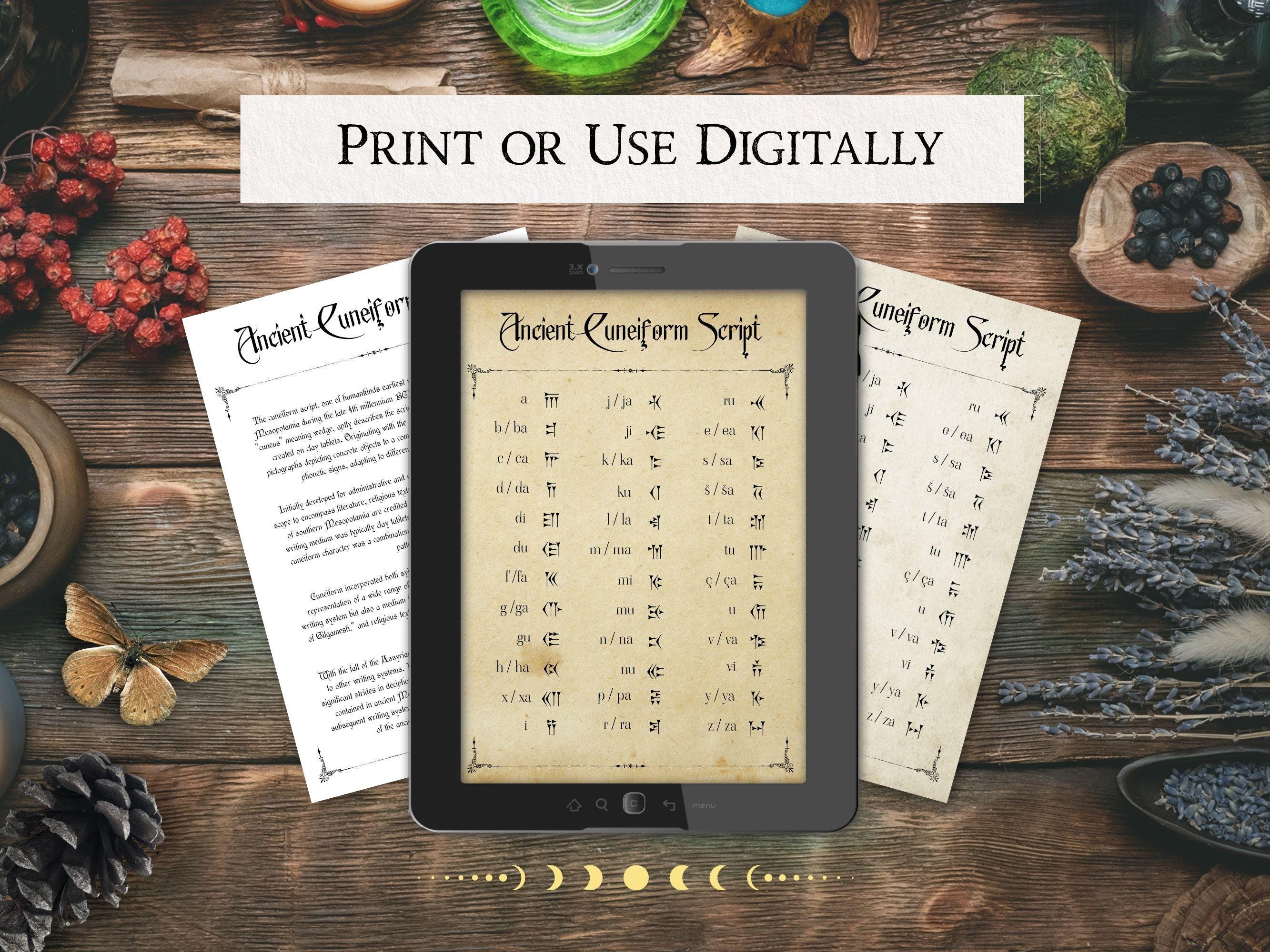 Cuneiform Alphabet Printable: Ancient Mesopotamian Script Chart ...