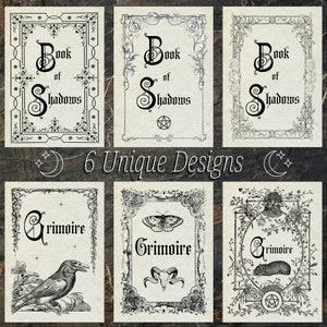 Strony tytułowe Księgi Cieni, Witchcraft Printable, Strony Księgi Cieni, Pobieranie cyfrowe, Wkładka czarownic, Strony Grimoire