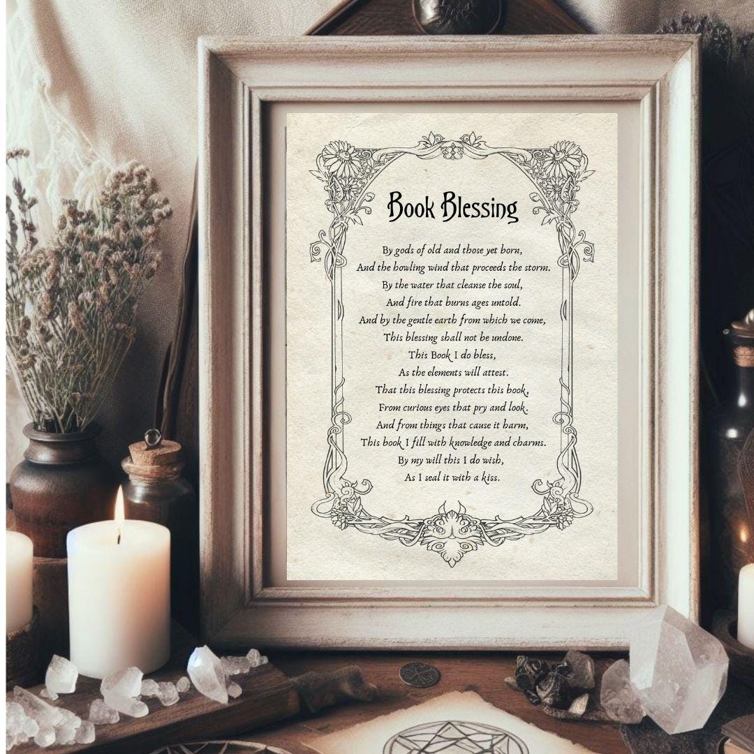 Book of Shadows Book Blessing: Vintage Grimoire Insert (digital ...