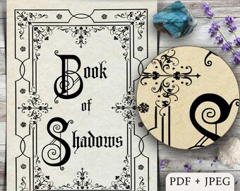 Book of Shadows Front Cover | Witchcraft Printable | Digital Download | Witchy Insert | Grimoire Pages
