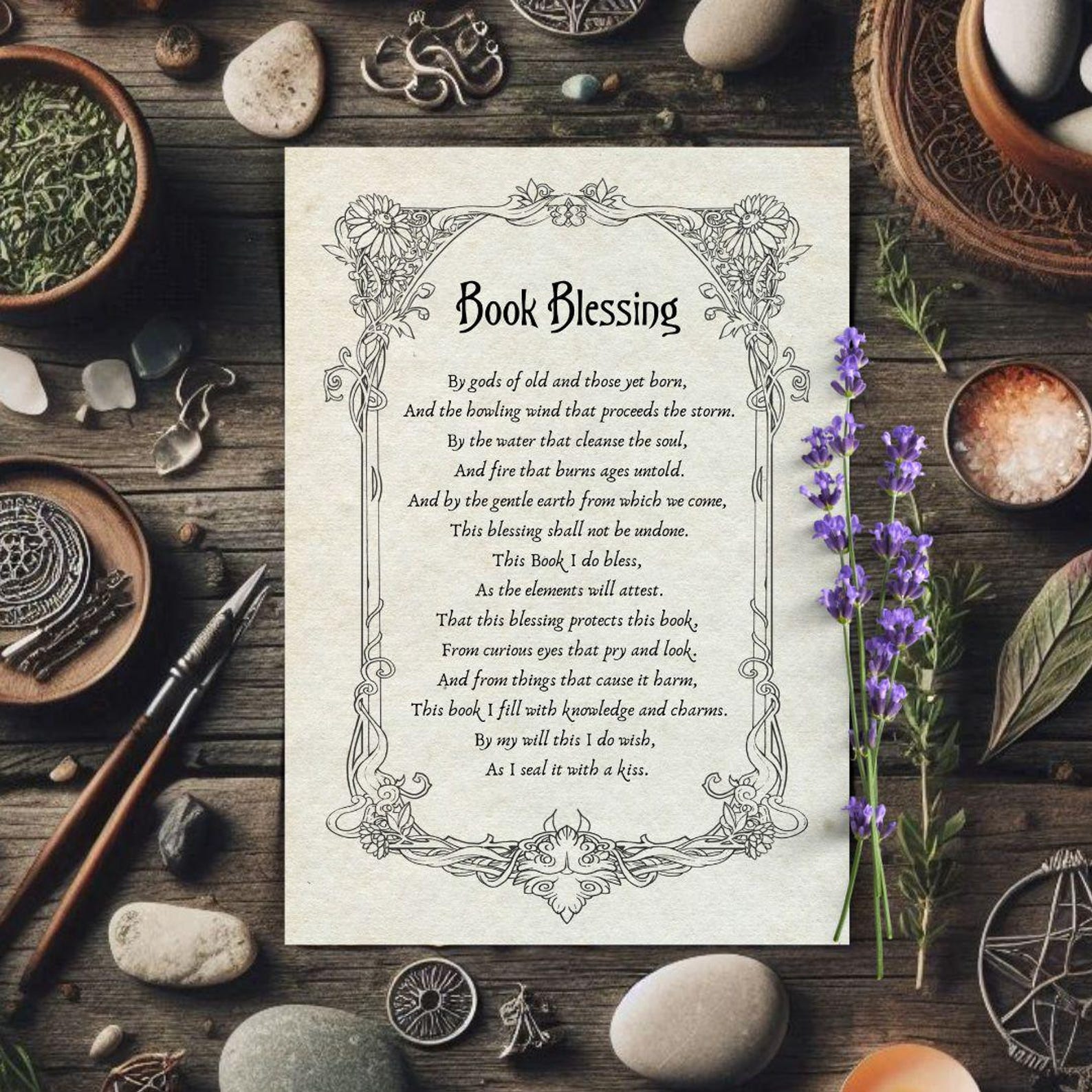 Book of Shadows Book Blessing: Vintage Grimoire Insert (digital ...