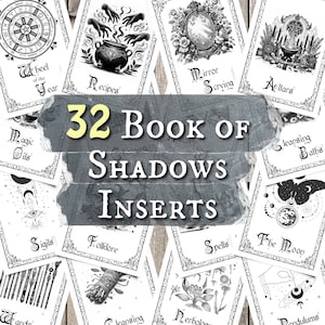 Strony tytułowe Księgi Cieni, Witchcraft Printable, Strony Księgi Cieni, Pobieranie cyfrowe, Wkładka czarownic, Strony Grimoire