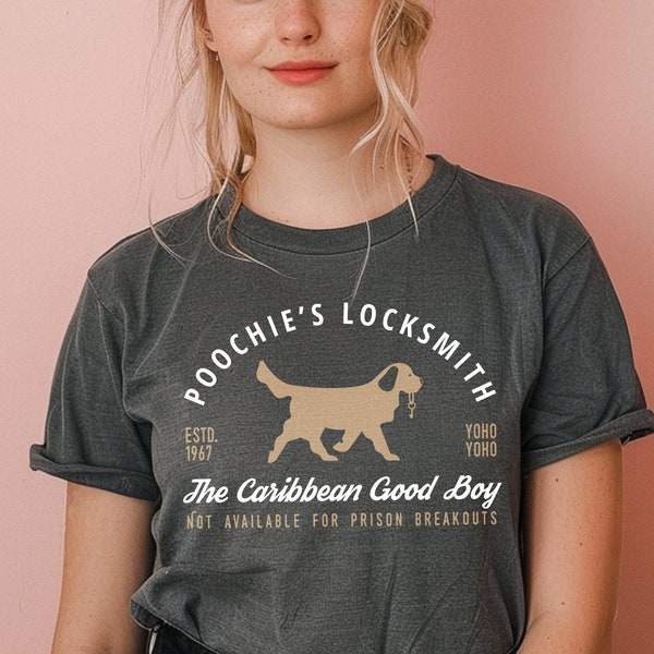 Poochie's Locksmith, Pirate of the Caribbean Shirt, Disney Shirts, Comfort Colors Unisex Garment-Dyed Dark T-shirt