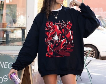 Hazbin Hotel Crewneck Sweatshirt | Alastor Hazbin Hotel | Trendy | Oversized | Hazbin Hotel Cosplay