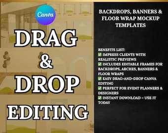 Backdrops, Banners & Floor Wrap Mockup Templates | Canva Editable Event Design Mockup | Digital Download