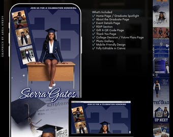 RSVP Trackable Graduation Website Canva Template | Editable Grad Party Invitation (Digital Download)