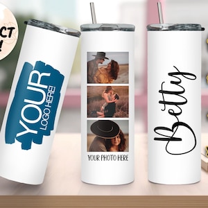 Custom Photo Tumbler, Personalized Tumbler, Stainless Steel Tumbler with Straw & Lid, Custom Name Tumbler, Christmas Gift, Slim Tumbler