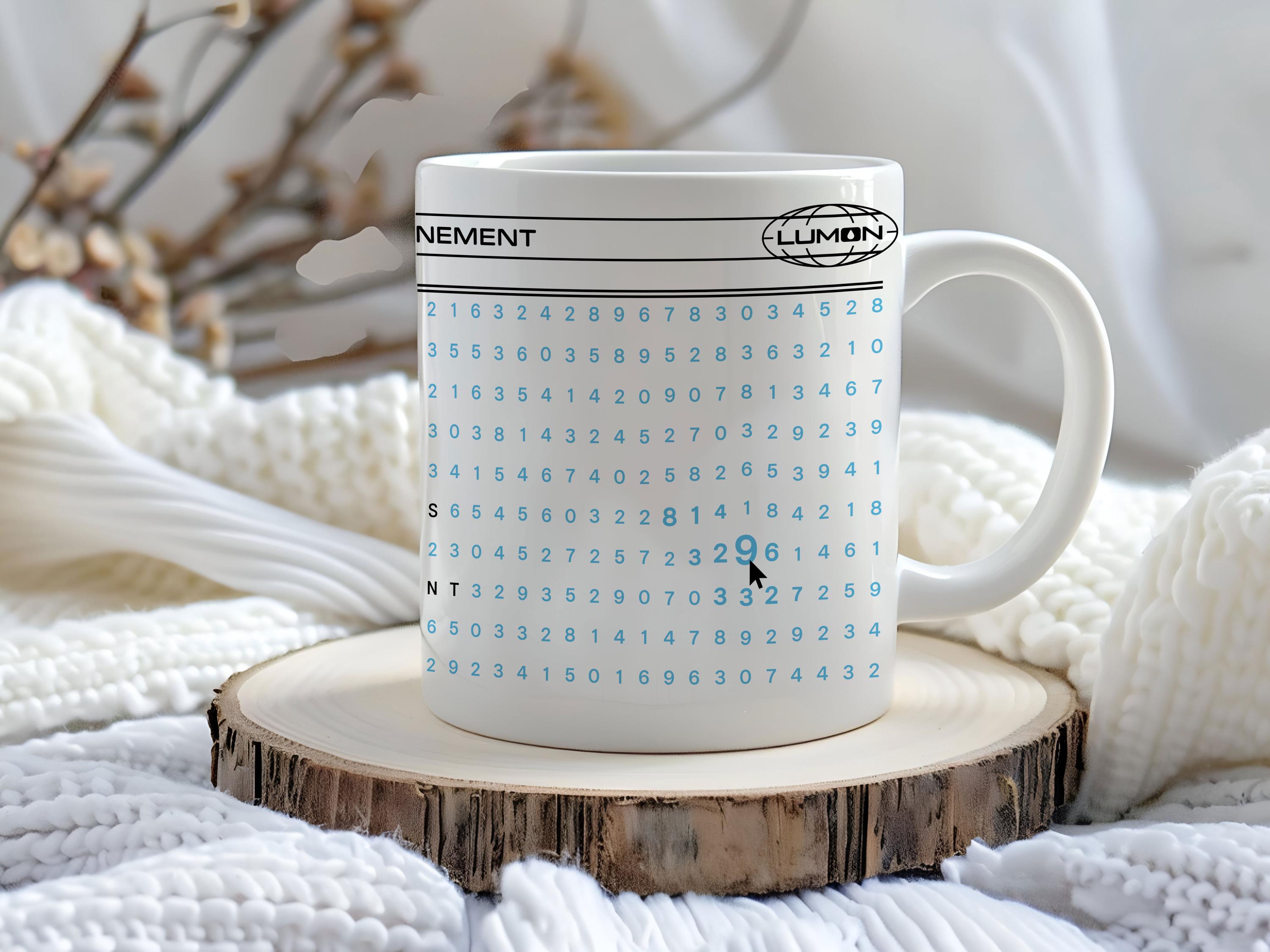 Die Arbeit ist eine geheimnisvolle und wichtige Tasse, Corporate Dystopia Tasse, Abfindungstasse, Lumon Industries Tasse, Abfindungsgeschenk am Arbeitsplatz, Bürotasse