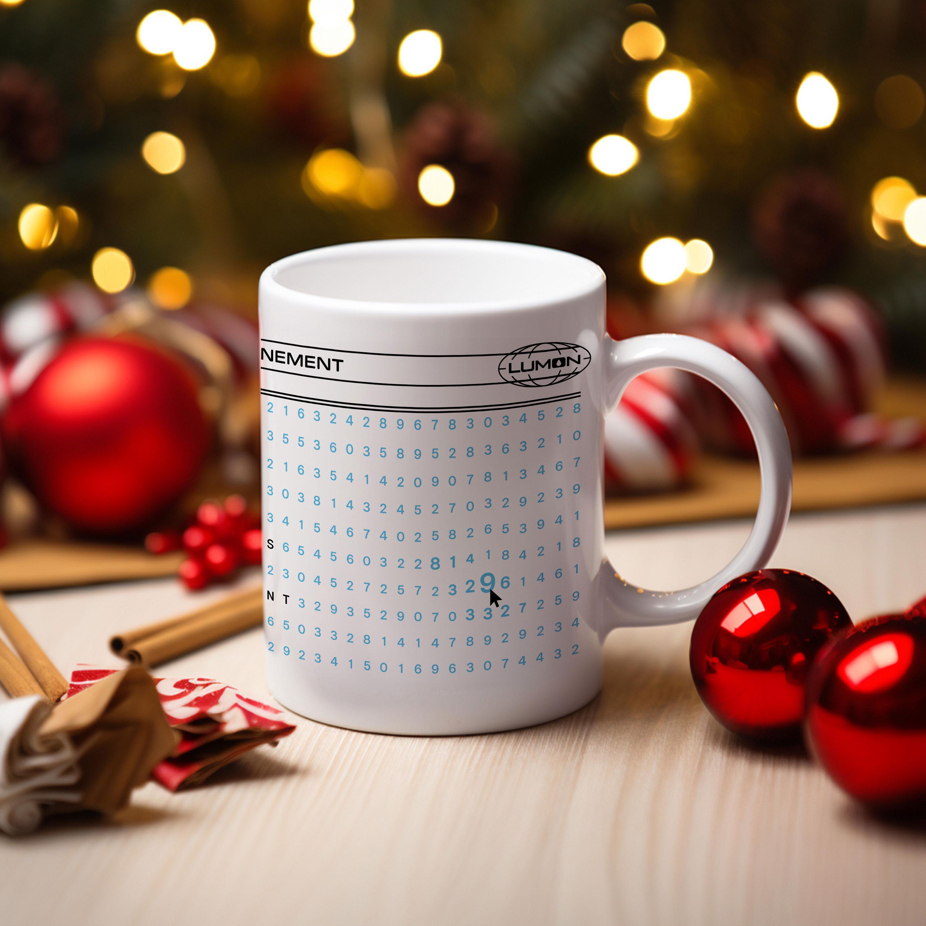 Die Arbeit ist eine geheimnisvolle und wichtige Tasse, Corporate Dystopia Tasse, Abfindungstasse, Lumon Industries Tasse, Abfindungsgeschenk am Arbeitsplatz, Bürotasse