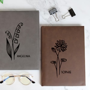 Personalized Vegan Leather Journal Notebook, Custom Leatherette Journal, Coworker Gift, Vegan Leather Gifts, Engraved Journal Cover