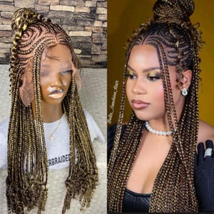 Ready To Ship cornrow braids wigs for black women full lace Senegalese knotless boxbraids curly braids cornrow fauxloc dreadlocks