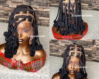 Ready To Ship Koroba braid Full Lace Knotless Braided Wigs for Black Women Cornrow Boxbraids Dreadlocks fauxlocs distressed wig