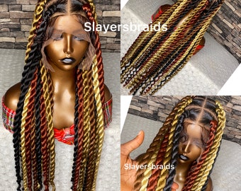 Ready To Ship Full lace Box Braid Twist Wigs For Black Women Senegalese braid Style wig Knotless Wig Cornrow Knotless Fauxlocs Dreadlocks