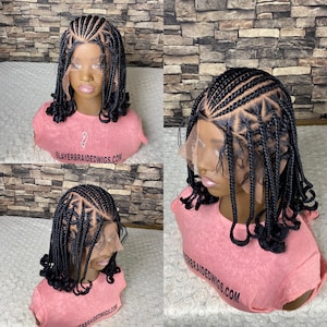 Ready To Ship Dolly Braids Fulani Cornrows Wig For Black Women Full lace goddess Synthetics Curls Wig Senegalese Twist knotless