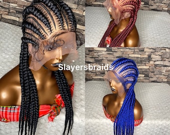 Ready To Ship all back stitch cornrow braids wig for black women full lace knotless boxbraids Senegalese twist cornrow fauxloc dreadlocks