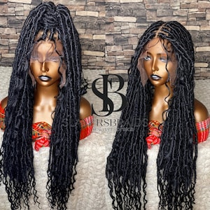 Ready To Ship Dreadlocks Full lace Goddess Fauxlocs Braided wig For Black Women Knotless Cornrow Box Braid Ombre Wigs