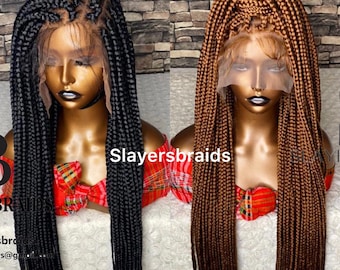 Ready To Ship Boxbraid Full Lace Braided Wigs for Black Women Cornrow Knotless Koroba Dreadlocks fauxlocs distressed wig