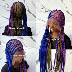 30 inch #3 Tone Fulani Tribal Cornrow Ready To Ship Wig For Black Women Full lace Synthetics Curls Wig box braids Twist knotles dreadlocks