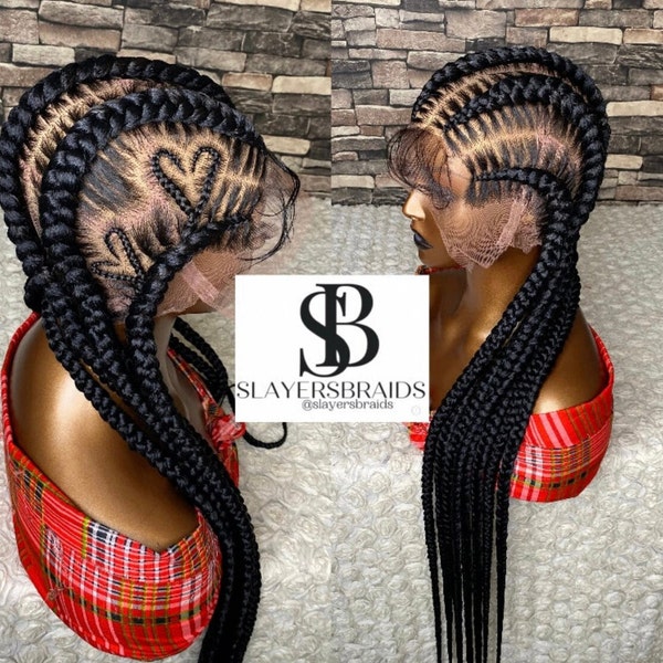Ready To Ship Ghana weaving stitch cornrow full lace braided wigs for black women faux locs wigs dreadlocks cornrow boxbraid wig