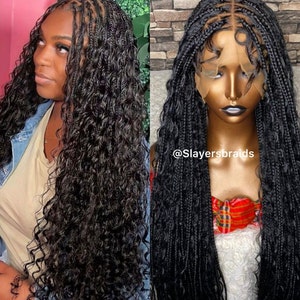 Goddess Braided Wig: Black Knotless Cornrow Braids, Full Lace, 40&quot;