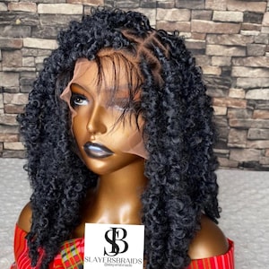 Black Distressed Butterflylocs Bob Wig: Full Lace, 12 Inch