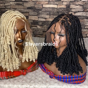 Ready To Ship Bob fauxlocs wig for black women distressed fauxlocs dreadlocks fulllace knotless boxbraids Senegalese twist cornrow