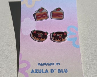 Aretes escolares, aretes para el colegio, aretes de pastel y donas, aretes estilo kawaii personalizados