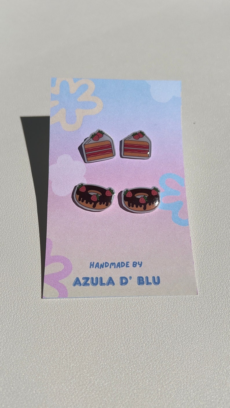 Aretes escolares, aretes para el colegio, aretes de pastel y donas, aretes estilo kawaii personalizados image 1