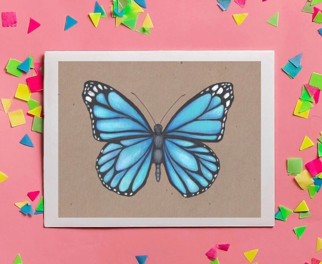 Blue Monarch Butterfly Note Card Set: Personalized Blank Stationery - Etsy