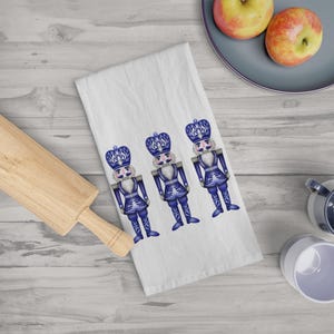 Chinoiserie Nutcracker Tea Towel | Christmas Cotton Kitchen Decor