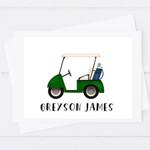 Golf Cart Stationery Set of 10 Blank Notecards with Envelopes | Golf Lover Gift | Green Golf Cart Greeting Cards | Country Club Stationery