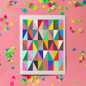 Colorful Geometric Stationery Set – Pack of 10 Blank Notecards with Envelopes | Modern Pattern Greeting Cards | Bright Abstract Design
