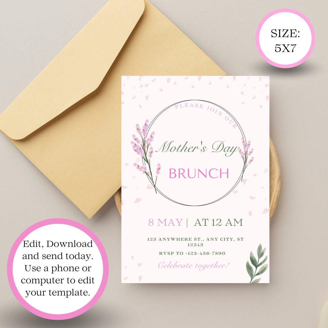 Editable Mother's Day Invitation, Mother's Day Brunch Invitation ...