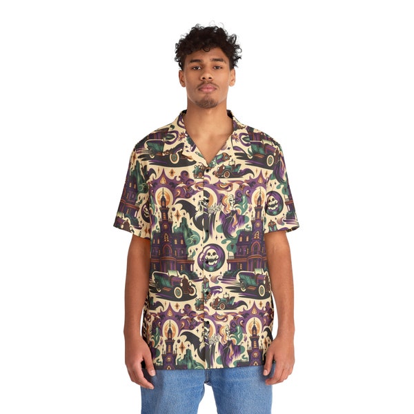 Spectral Soiree || Disney Haunted Mansion Men's Hawaiian Shirt || Disney Button Shirt || Disney Vacation Shirt for Men || Summer Shirt