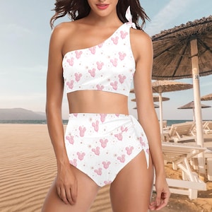 Disney Parks One Shoulder Swimsuit – Mickey Balloon High Waisted Bikini for Women