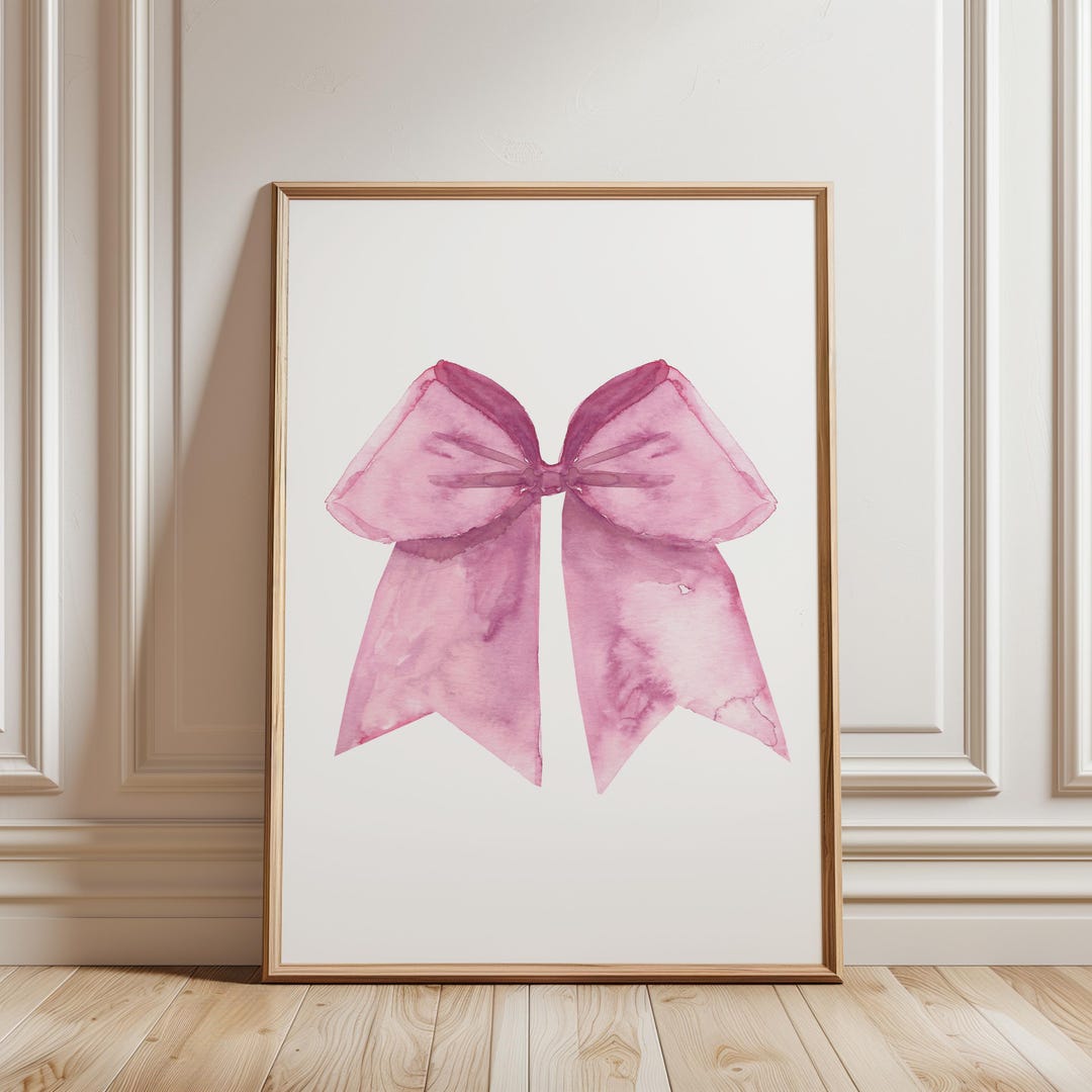 Pink Bow Art Print: Trendy Preppy Wall Decor - Etsy