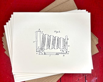 The Patent Collection - "Folding Camera Figure 2" - Set of 6 Letterpress Folded Note Cards w/ Envelopes