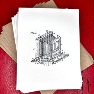 The Patent Collection - "Folding Camera Figure. 1" - Set of 6 Letterpress Folded Note Cards w/ Envelopes