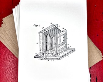 The Patent Collection - "Folding Camera Figure. 1" - Set of 6 Letterpress Folded Note Cards w/ Envelopes