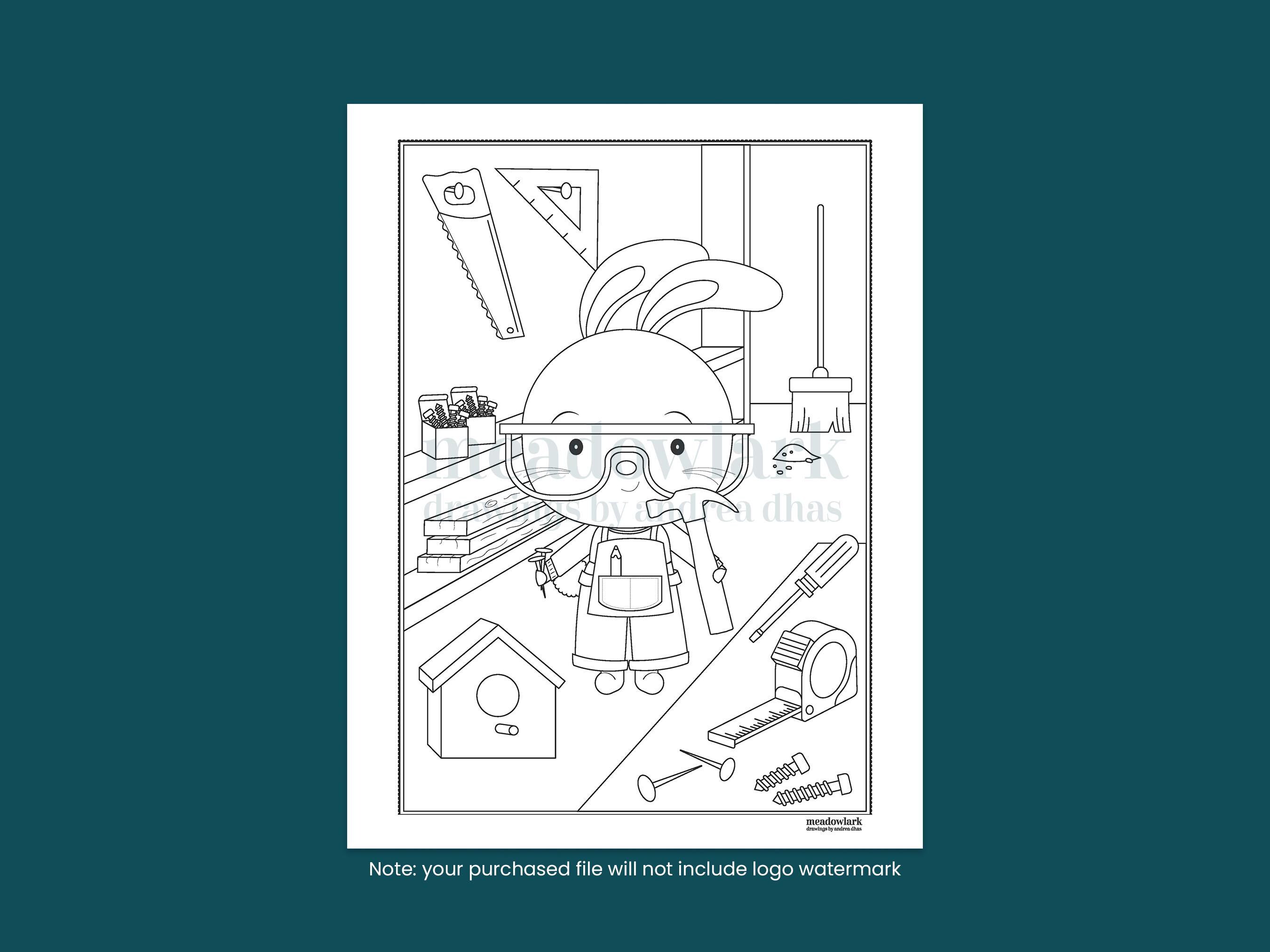 Printable Coloring Page | Arts and Crafts Scenes | Digital Download PDF ...
