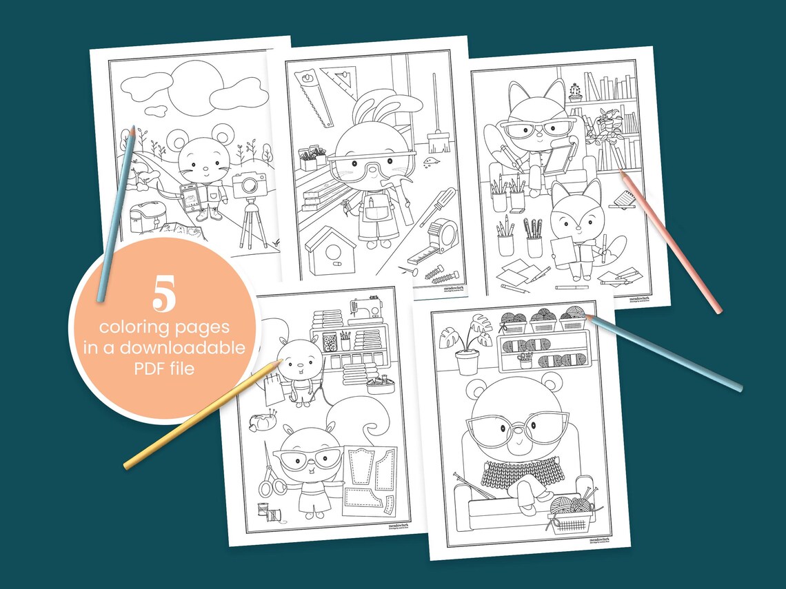 Printable Coloring Page | Arts and Crafts Scenes | Digital Download PDF ...