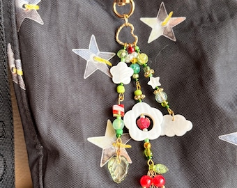 Green and Red Plant themed keychain/bag charm!