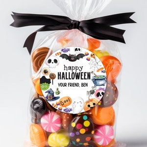 Adesivi di Halloween per bambini / Etichette personalizzate per caramelle di Halloween / Adesivi &quot;dolcetto o scherzetto&quot; / Adesivi per dolcetti in classe / Fantasma / Zucca / Pipistrello
