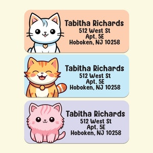 Cute Cat Address Labels | 30 Personalized Return Mailing Labels | Kitten Address Stickers | Custom Address Labels for Camp