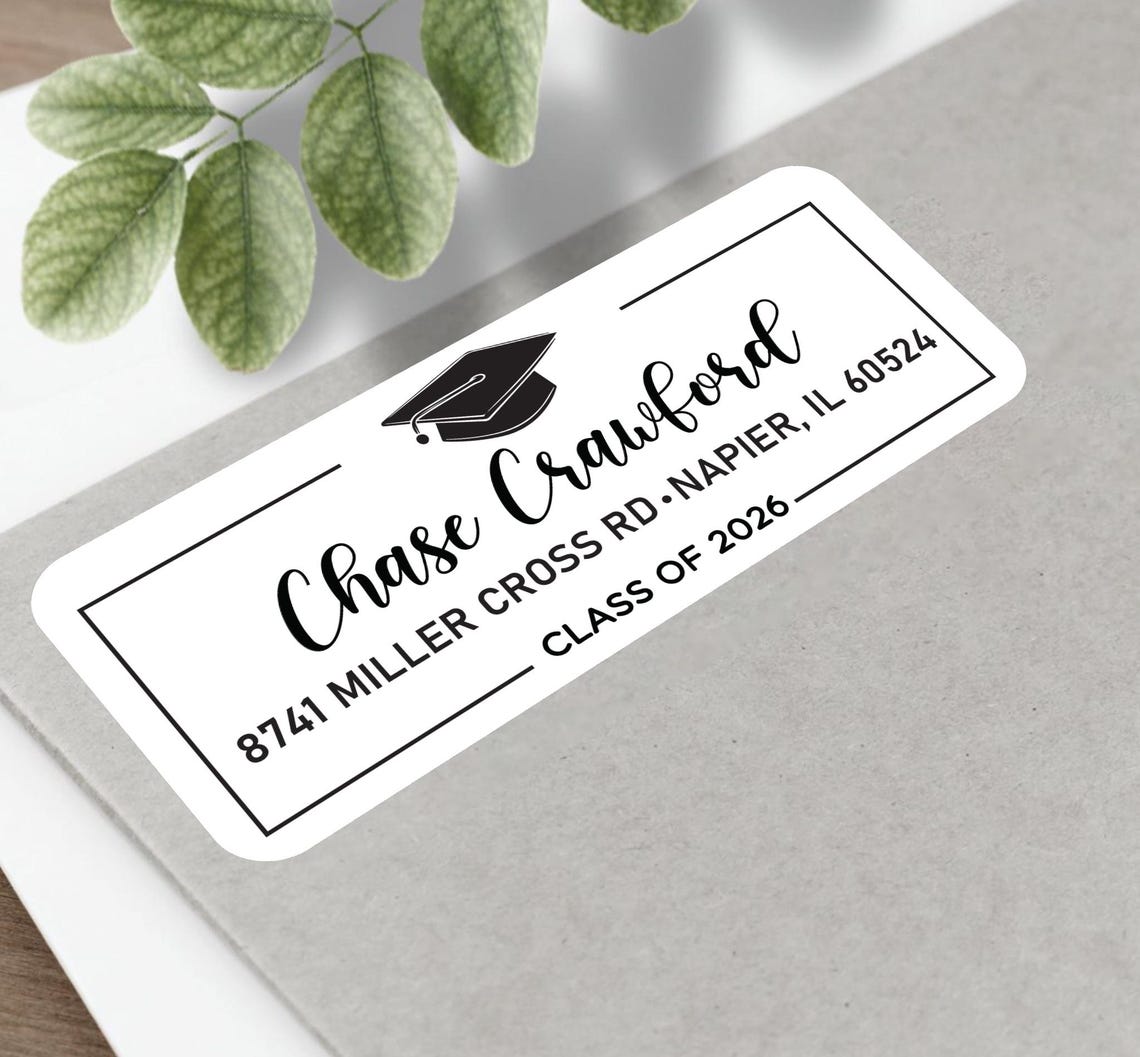 Grad Address Labels Personalized Graduation Address Labels, Class of 2026 Return Address ...