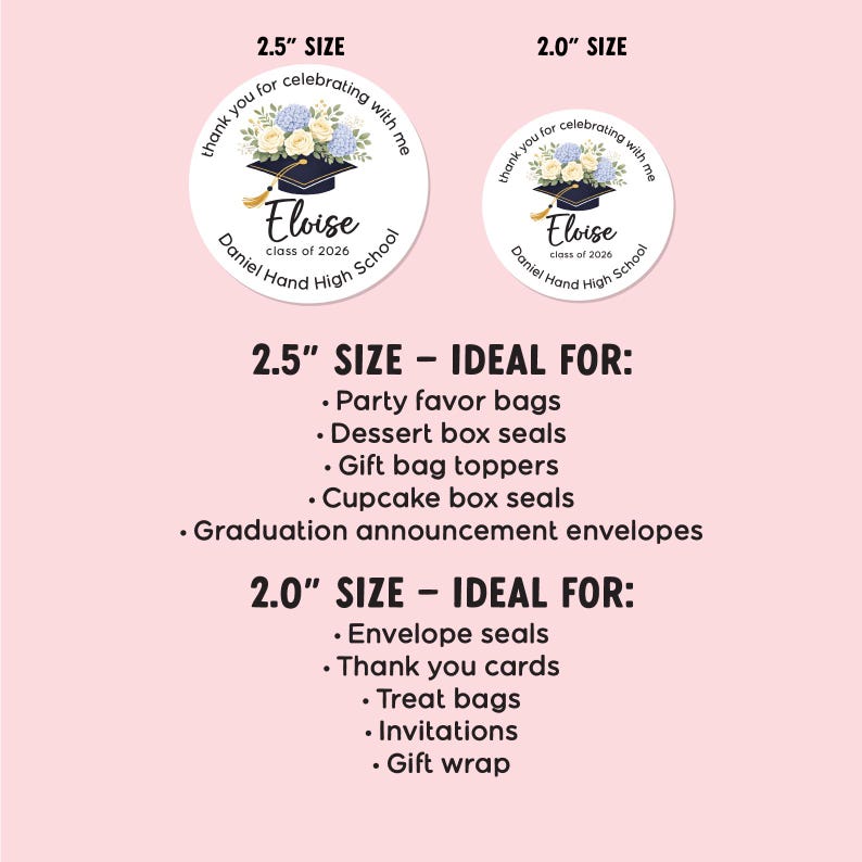Personalized Graduation Stickers Class of 2026 Round Labels – Custom ...